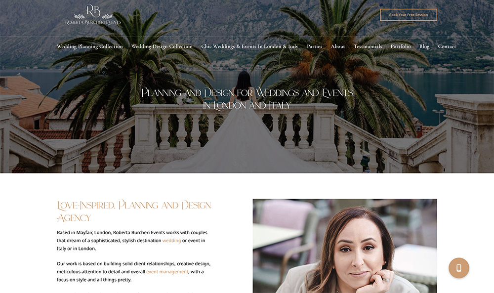 wedding planner website design
